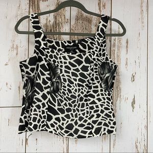 Perceptions Petite, Y2K, Crop Tank Top. Size 6P. Animal and Floral Print
